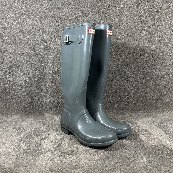 Hunter Original Tall Gloss Women's Size 9 Gray Rain Boost Used - Picture 1 of 16